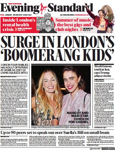 London Evening Standard Newspaper Front Page (UK) for 11 May 2023