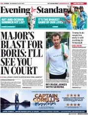 London Evening Standard (UK) Newspaper Front Page for 11 July 2019