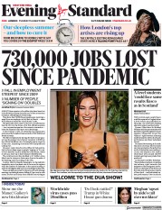 London Evening Standard (UK) Newspaper Front Page for 11 August 2020