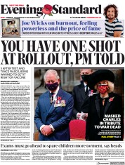 London Evening Standard (UK) Newspaper Front Page for 12 November 2020