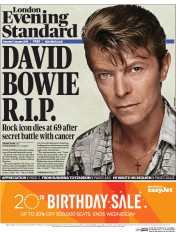 London Evening Standard (UK) Newspaper Front Page for 12 January 2016