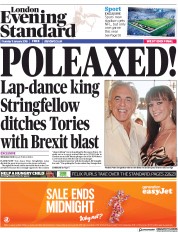 London Evening Standard (UK) Newspaper Front Page for 12 January 2018