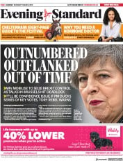 London Evening Standard (UK) Newspaper Front Page for 12 March 2019