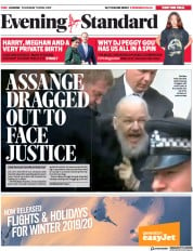 London Evening Standard (UK) Newspaper Front Page for 12 April 2019
