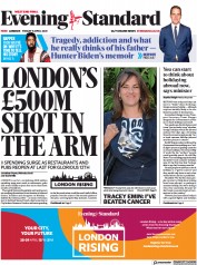 London Evening Standard (UK) Newspaper Front Page for 12 April 2021