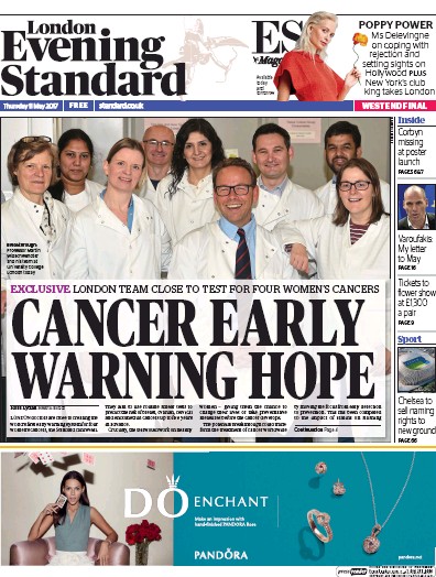 London Evening Standard Newspaper Front Page (UK) for 12 May 2017
