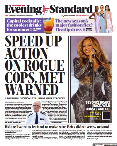 London Evening Standard Newspaper Front Page (UK) for 12 May 2023