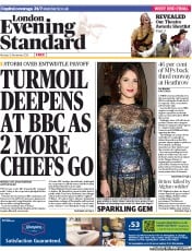 London Evening Standard (UK) Newspaper Front Page for 13 November 2012