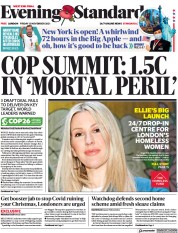 London Evening Standard (UK) Newspaper Front Page for 13 November 2021