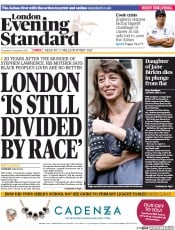 London Evening Standard Newspaper Front Page (UK) for 13 December 2013