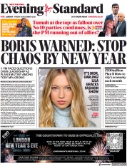London Evening Standard (UK) Newspaper Front Page for 13 December 2021