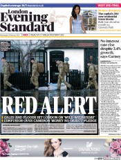 London Evening Standard Newspaper Front Page (UK) for 13 February 2014