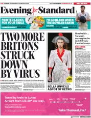 London Evening Standard (UK) Newspaper Front Page for 13 February 2020