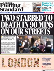 London Evening Standard (UK) Newspaper Front Page for 13 April 2017