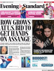 London Evening Standard (UK) Newspaper Front Page for 13 April 2019