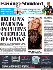 London Evening Standard (UK) Newspaper Front Page for 13 April 2022