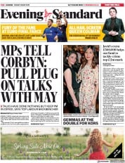 London Evening Standard (UK) Newspaper Front Page for 13 May 2019