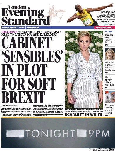 London Evening Standard Newspaper Front Page (UK) for 13 June 2017