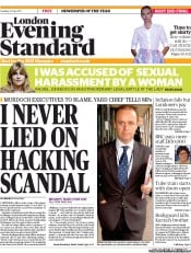 London Evening Standard (UK) Newspaper Front Page for 13 July 2011