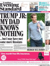 London Evening Standard (UK) Newspaper Front Page for 13 July 2017