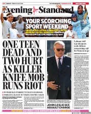 London Evening Standard (UK) Newspaper Front Page for 13 July 2019