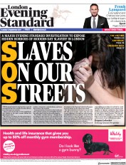 London Evening Standard (UK) Newspaper Front Page for 13 September 2017