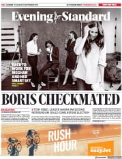London Evening Standard (UK) Newspaper Front Page for 13 September 2019