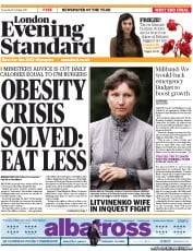 London Evening Standard (UK) Newspaper Front Page for 14 October 2011