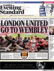 London Evening Standard Newspaper Front Page (UK) for 14 October 2014