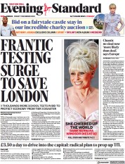 London Evening Standard (UK) Newspaper Front Page for 14 December 2020