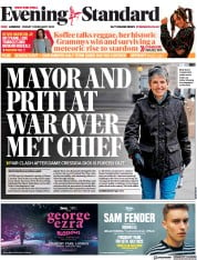 London Evening Standard (UK) Newspaper Front Page for 14 February 2022