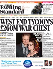 London Evening Standard (UK) Newspaper Front Page for 14 March 2014