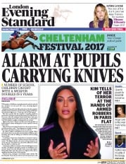 London Evening Standard (UK) Newspaper Front Page for 14 March 2017