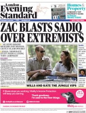 London Evening Standard (UK) Newspaper Front Page for 14 April 2016