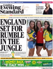 London Evening Standard (UK) Newspaper Front Page for 14 June 2014