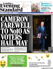 London Evening Standard (UK) Newspaper Front Page for 14 July 2016