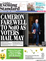 London Evening Standard (UK) Newspaper Front Page for 14 July 2016