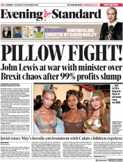 London Evening Standard (UK) Newspaper Front Page for 14 September 2018