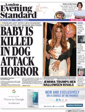 London Evening Standard (UK) Newspaper Front Page for 15 October 2016