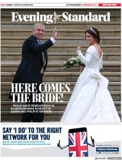 London Evening Standard (UK) Newspaper Front Page for 15 October 2018