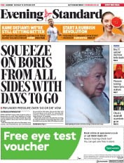London Evening Standard (UK) Newspaper Front Page for 15 October 2019