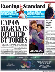 London Evening Standard (UK) Newspaper Front Page for 15 November 2019