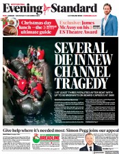 London Evening Standard (UK) Newspaper Front Page for 15 December 2022