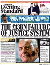 London Evening Standard Newspaper Front Page (UK) for 15 March 2014