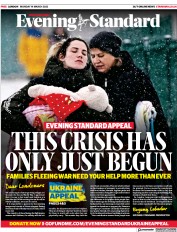 London Evening Standard (UK) Newspaper Front Page for 15 March 2022