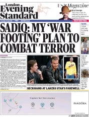 London Evening Standard (UK) Newspaper Front Page for 15 April 2016