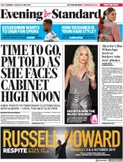 London Evening Standard (UK) Newspaper Front Page for 15 May 2019