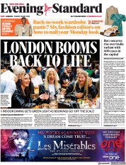 London Evening Standard (UK) Newspaper Front Page for 15 May 2021
