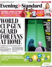 London Evening Standard (UK) Newspaper Front Page for 15 June 2018