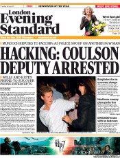 London Evening Standard (UK) Newspaper Front Page for 15 July 2011